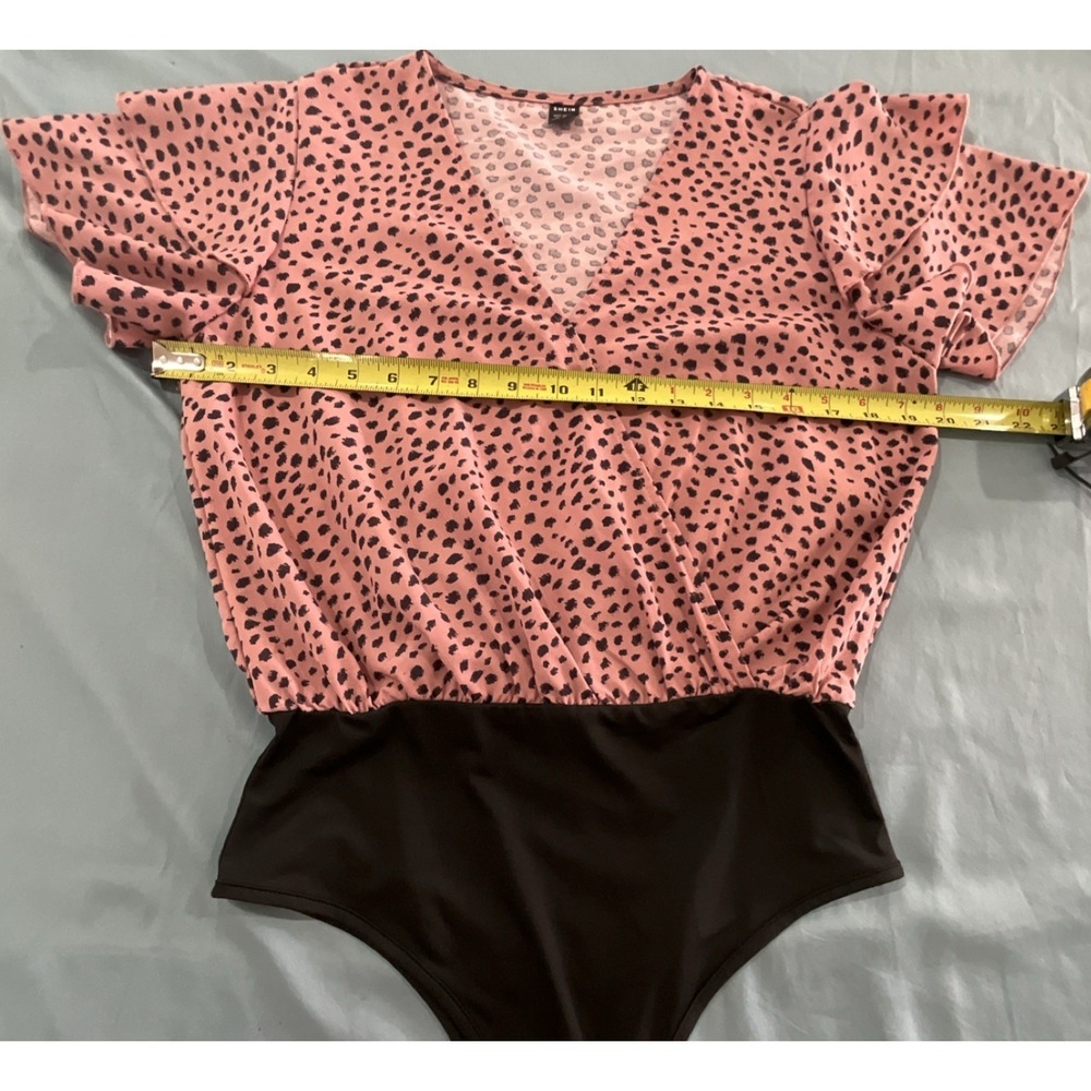 SHEIN Pink Black Animal Print One Piece Bodysuit Women's Size M US 6 EU 38 - Picture 3 of 5
